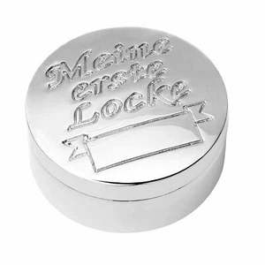 Lockendose Taufgeschenk Haardose versilbert Döschen erste Haarsträhne Geburt  - Picture 1 of 7