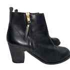 Carvela Kurt Geiger Womens Black Leather Ankle Boots Block Heel Size 39