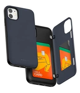 iPhone 11 Wallet Case with Card Holder, Protective Dual Layer Bumper Navy - Picture 1 of 7