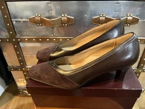 SOFFICE SOGNO ITALY 1469 T.MORO COMFORT HEELS BROWN LEATHER SUEDE EU 39 US 8.5/9 - Picture 1 of 8
