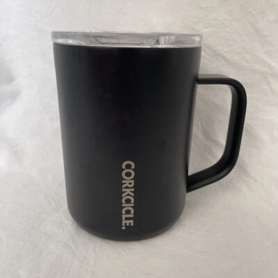 Taza de café aislada Corkcle 16 oz. Viaje de acero inoxidable negro Foto 1 de 4