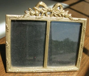 Vintage Double Frame Solid Brass 2" x 3" Photos Resists Tarnish - Picture 1 of 3