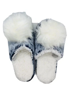 Women's Velvet Scuff Slipper with Pom - Xhilaration - Gray S (5-6) - Picture 1 of 5