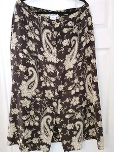 Jaeger Silk Short Sleeve Top/ Skirt Suit - Paisley - Vintage 1990s XL / UK 16 - Picture 1 of 10