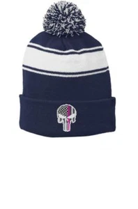 Sombrero Pom Pom Azul Komen Concientización sobre el Cáncer de Mama Línea Rosa Delgada - Imagen 1 de 1