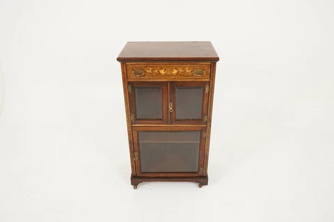 Antique Art Nouveau, Inlaid Wood, Music Cabinet, Scotland 1900, H129 Cover