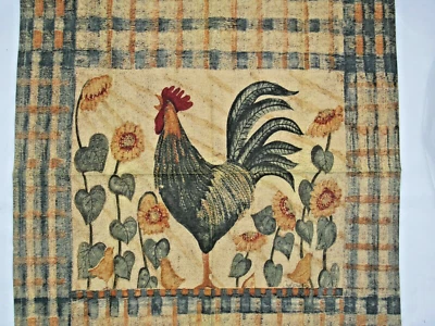 Hand Printed Dinner Napkins Rooster & Sunflowers Set Of 8 Park Designs - Image 1 of 4
