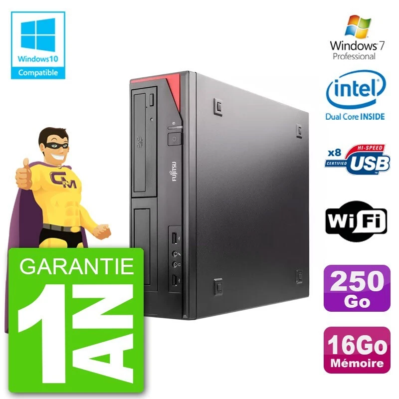 PC Fujitsu Esprimo E520 Dt G3220 RAM 16Go Disco 250Go Masterizzatore DVD Wifi W7 - Immagine 1 di 1