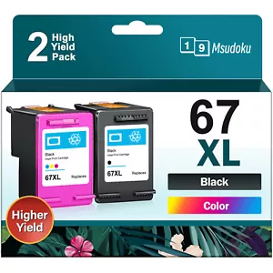 2PK 67XL Ink Cartridges for HP 67 Ink XL Deskjet 2855e 2755e 2700e 4155e printer - Picture 1 of 8