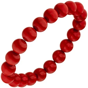 Armband Armschmuck Armkette Muschelkern-Perlen rot 10mm dehnbar 19cm, Damen - Picture 1 of 1