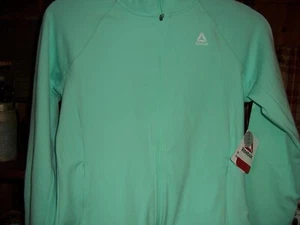 REEBOK GIRLS FULL ZIPPER GREEN JACKET SIZE XXL 18 SIDE POCKETS SCHOOL SPORTS NEW - Picture 1 of 2