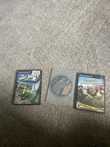 PS2 Spielepaket 3 ungetestet für Teile muss gepuffert werden Shrek Hot Shot Golf - Bild 1 von 2