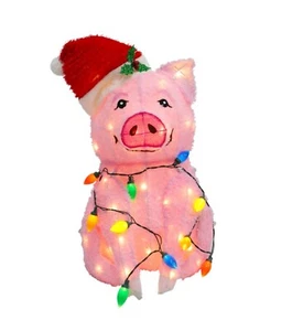 2 FT LED Lighted Twinkling Pig Christmas Decorations Indoor Outdoor Decor NWB - Picture 1 of 4