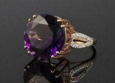 3.00Ct Round Cut Lab Created Amethyst Solitaire Ring 14K Two Tone Gold Plated