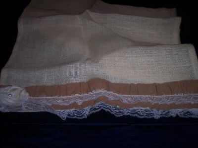 Burlap and Lace Tablerunner NEW - Image 1 of 4