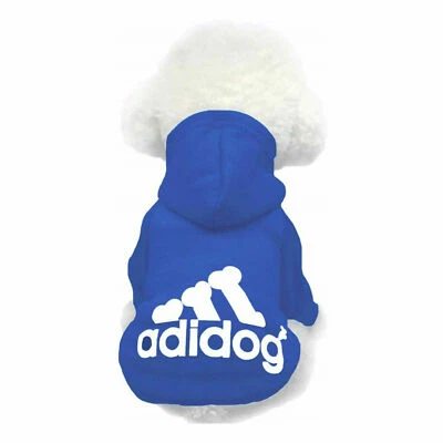 Cute Pet Dog Coat Winter Warm Adidog Hoodie Sweater Puppy Clothes Med Navy - Image 1 of 3