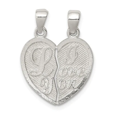 .925 Argento Sterling Lucido Mini Ti Amo Ciondolo Cuore Divisibile - Immagine 1 di 3