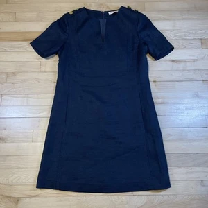 Tory Burch Hillary Linen Dress 8 Women’s Navy Relaxed Shift Mini - Picture 1 of 10
