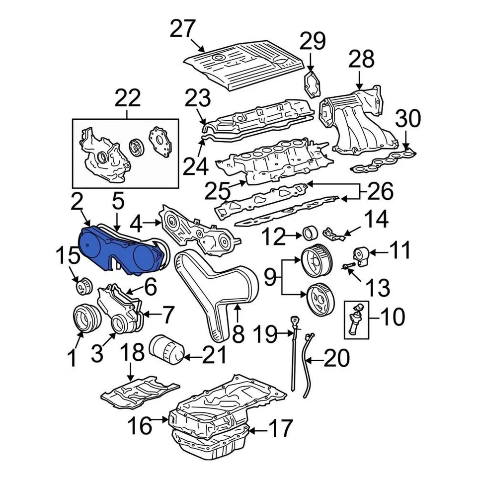 For Toyota Camry 1999-2001 Toyota 113020A020 Lower Engine Timing Cover Foto 1 de 4