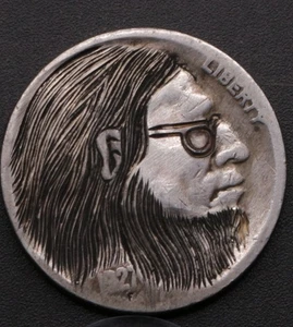 Man Beneath the Brows - Extra Hairy - Shady Hobo Nickel - Hand Carved Engraving - Picture 1 of 3