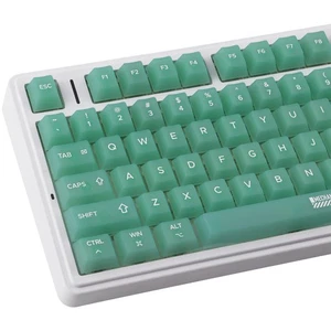 123 Keys Green Clear Keycaps Shine Through Transparent Jelly Cherry Profile - Picture 1 of 9