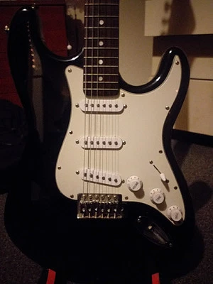 Black Elevation Strat Style Electric Guitar With Single Coil Pickups - Image 1 of 4