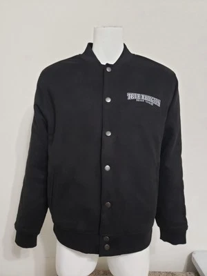 Chaqueta de bombardero True Religion para hombre de gamuza con arco negra talla L Foto 1 de 4