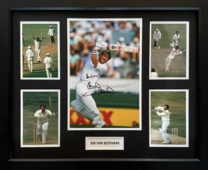 FOTO DE CRICKET GENUINA FIRMADA POR IAN BOTHAM DENTRO DEL MARCO DE 20X16 EXHIBICIÓN - Imagen 1 de 1