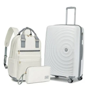 Luggage Sets 3 Piece, 20in Carry On 20IN+Backpack/Toiletry Bags WHITE-20IN-BP - Picture 1 of 7