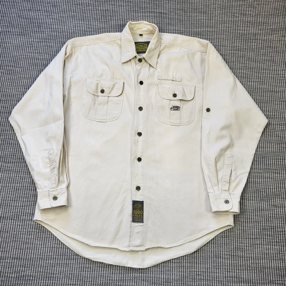 Camisa Safari Trofeo Camel Para Hombre XL Beige Sarga Peso Pesado De Colección Años 90 Foto 1 de 4