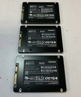 (Lot of 3) Samsung 850 EVO/MZ-75E500 2.5" SATA3 500GB Internal SSD Storage "B5E" - Image 1 of 3