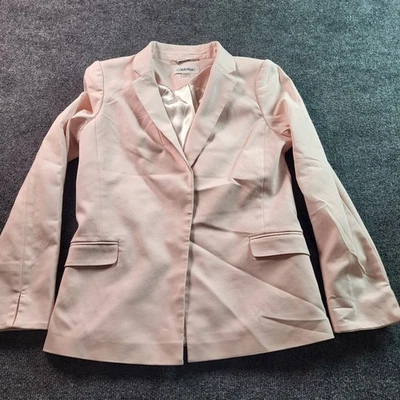 Calvin Klein Women's Blush Pink Cotton Blend Blazer Size 12 Career Chic - Image 1 of 4