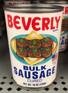 Beverly Bulk Sausage Cured 10 oz Can breakfast eggs grits hashbrowns toast - Picture 1 of 3