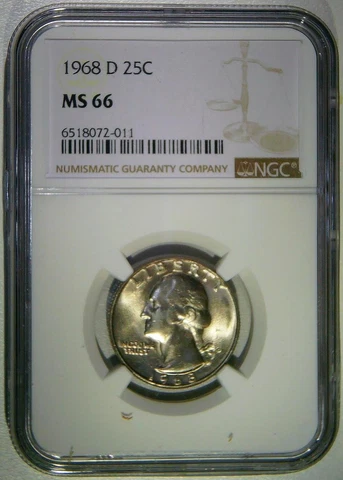 1968 D Washington State Quarter BU MS 66 Cover
