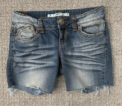 Pantalones Cortos De Colección 2010 GRANE Azul Lavado a la Piedra Denim Cortados ~ Regla de Estilo ~ Juniors Talla 3 Foto 1 de 2