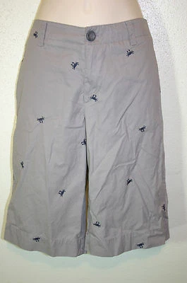 Pantalones Cortos Merona Talla 2 Gris Bordado Cangrejos Caminar Rodilla 100% Algodón Foto 1 de 4