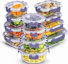 12 Pc Food Storage Container Set Glass Bpa Lids Airtight Prep Kitchen Leak Proof