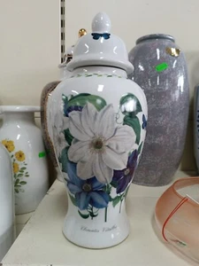 Vase Potiche Kitchen & Garden Keramik H30cm Blumen Clematis Vitalba - Bild 1 von 7