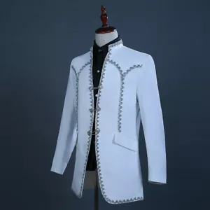 Herren 2 Stück Anzug Gothic Kostüm Smoking Frack Lang Jacke Hose Ball - Bild 1 von 6