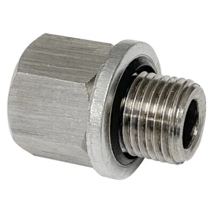 304 STAINLESS ADAPTER 1/8" NPT FEMALE X 1/8" BSPP MALE W/ SEALING WASHER  - Picture 1 of 5