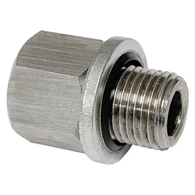 PRM INC. 304 STAINLESS ADAPTER 1/8" NPT FEMALE X 1/8" BSPP MALE W/ SEALING WASHER