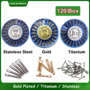 Conical Screw Post Kit Dental 120 Posts Titanium/Gold/S.S Plated Root Canal Pins - Picture 1 of 12