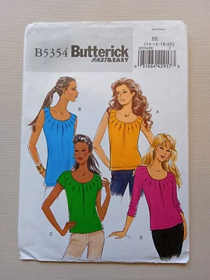 UNCUT Butterick Sewing Pattern 5354- Misses Knit Pullover Top - Size 14 16 18 20 - image 1 of 4
