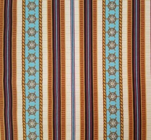 15" Wizard of Oz Quilting Treasures Stripe Blue Brown Tan Wine - Picture 1 of 3