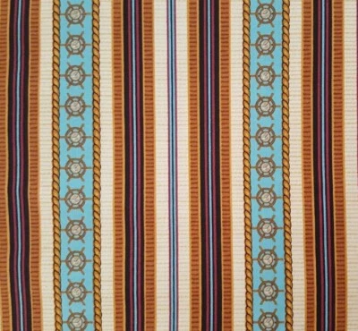 15" Wizard of Oz Quilting Treasures Stripe Blue Brown Tan Wine - Image 1 of 3
