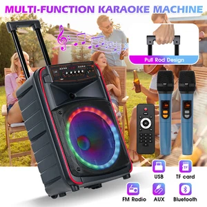 Yopower 12'' Karaoke Machine Bluetooth Party Disco Singing Speaker 2 Microphones - Picture 1 of 12