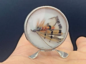 Sterling Silber Menü Halter gefasst Angeln Fliegen Chester Punze grau & Co 1909 - Bild 1 von 16