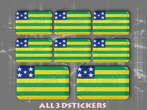 8 x 3D Stickers Resin Domed Flag Goiás - Adhesive Decal Vinyl - Picture 1 of 1