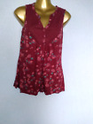 Ladies FAT FACE Sleeveless Top Maroon Floral Print Size 10 Hippie Boho Festival