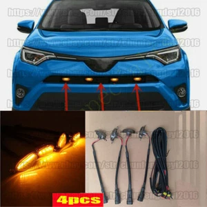 For Toyota RAV4 2016-2018 Front Grille LED Amber Light Raptor Style Black 4PCS - Foto 1 di 9